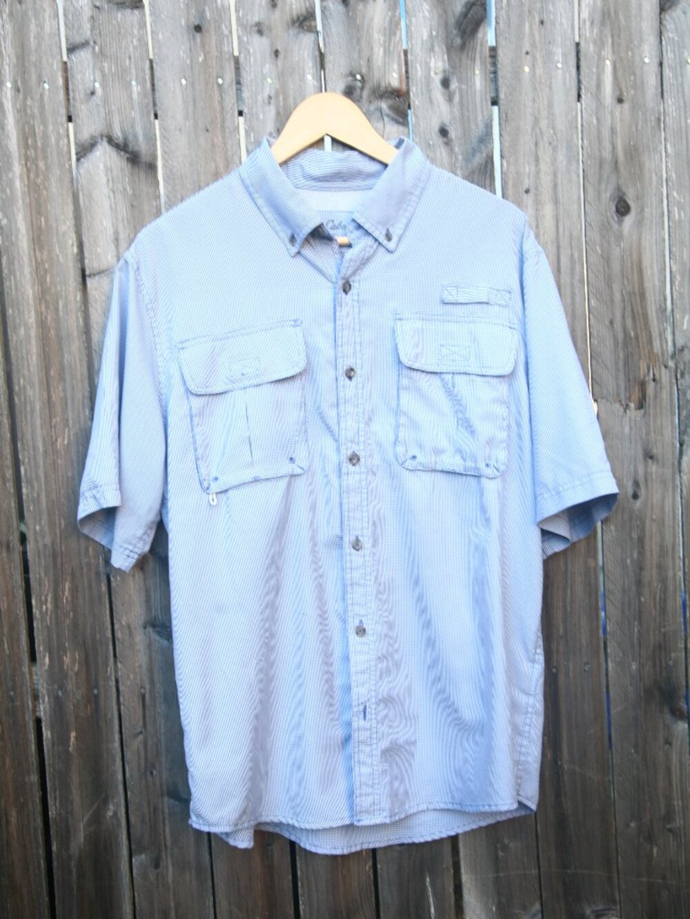 Size M - Cabela's Men’s Blue Check Vented Fishing Shirt